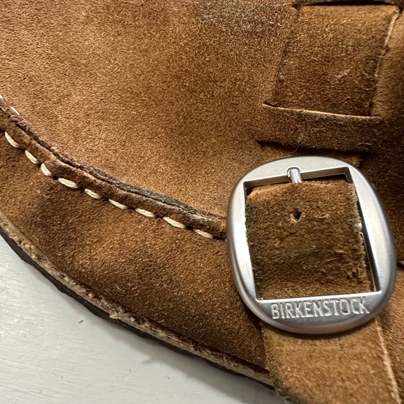 Birkenstock Buckley Brown Suede Slip-On Loafers with Buckle - Picture 12 of 15